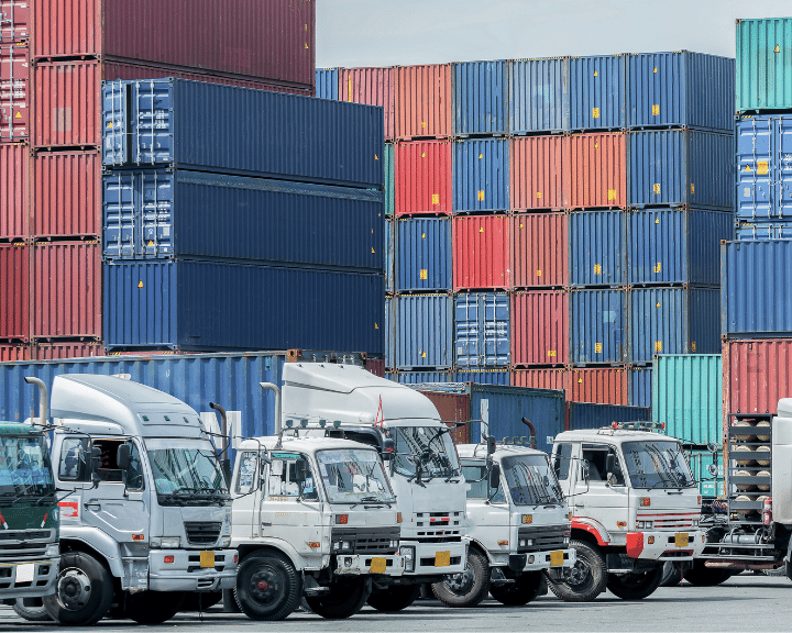 Trucks and shipments being managed using a TMS. 
