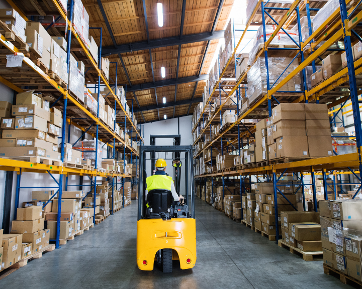 Warehouse worker selecting products to ship